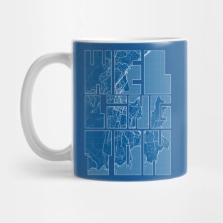 Wellington, New Zealand City Map Typography - Blueprint Mug